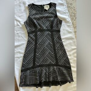 Tabitha Black and Gray Geometric Midi Dress Anthropologie!